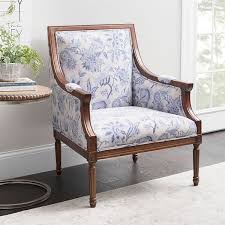 Mckenna Blue Floral Darker Finish Accent Chair Accent Chairs Patterned Chair Comfortable Accent Chairs