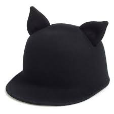 Helene Berman Cat Ear Wool Cap Black Wool Hat Cat Ears Cap Wool Hat