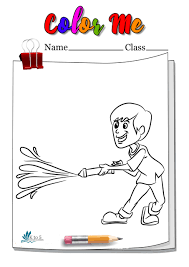 A Kid Playing With Pichkari Color Page In 2020 Kids Playing Deer Coloring Pages Coloring Book Download