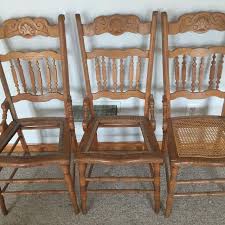 early antique carved oak kitchen chairs