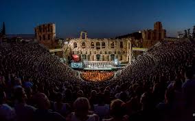 The building was completed in 161 ad and then renovated in 1950. O For Odeon Of Herodes Atticus Shows At The Ancient Theater Greece Is