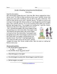 Onion Soup Third Grade Reading Worksheets Third Grade Reading Worksheets Reading Comprehension Worksheets 3rd Grade Reading Comprehension Worksheets