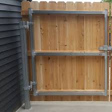 Galvanized steel and wood fence. Hoover Fence Industrial Single Gate Frame 2 Galvanized Square Hoover Fence Co