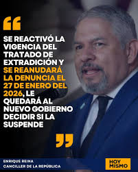 📌|| El Canciller Eduardo Enrique Reina manifestó en su cuenta de X, que la  decisión de mantener la vigencia del Tratado de Extradición, acordada por  la Presidenta Xiomara Castro, es el resultado