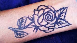 Orange rose tattoos represent desire and enthusiasm. How To Make Simple Rose Flower Tattoo Very Easy Youtube