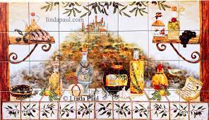 This tile mural for your kitchen backsplash can be purchased here www.tilemuralstore.com/products/golden_gate_to_umbria_til. Italian Tile Backsplash Kitchen Tiles Murals Ideas