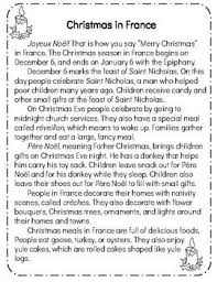 Christmas Around The World France Reading Comprehension Passage Questions French Christmas Traditions France For Kids Christmas Poems