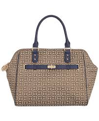 Tommy Hilfiger Helen Monogram Jacquard Satchel Reviews Handbags Accessories Macy S Tommy Hilfiger Satchel Bags