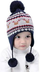 Amazon Com Kid Baby Christmas Deer Soft Warm Winter Cap Children Boy Girls Fleece Lining Earflaps Skiing Beanie Hat Deer 3 Girls Fleece Baby Kids Winter Cap