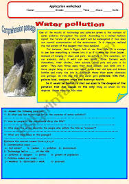 A Comprehension Passage Water Pollution Comprehension Passage Pollution