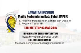 6 disember 2019 sektor : Kerja Kosong Swm Batu Pahat Kerkosi