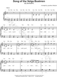 Russian Folksong Song Of The Volga Boatman Sheet Music Easy Piano In A Minor Download Print Easy Piano Russian Folk Songs Sheet Music