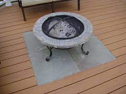 In Set Slate Fire Pit On Wood Deck Deck Fire Pit Fire Pit Deck Protector