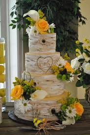 Birch Tree Wedding Cake With Sunflowers Nature Inspired Wedding Cakes The Cake Zone Wedding Cake Tree Wedding Cake Nature Sunflower Wedding Cake