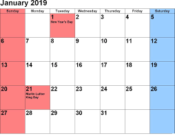 Pin On January 2019 Calendar With Holidays