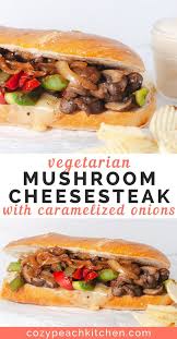 Vegetarian Mushroom Philly Cheesesteak With Caramelized Onions Recipe Vegetarian Recipes Healthy Recipes Vegetarian Vegan Recipes