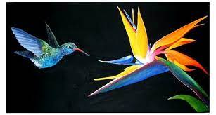 Two Of My Favorite Things Hummingbird With Bird Of Paradise Flower Acrylic On Canvas Paradise Painting Birds Of Paradise Birds Of Paradise Plant