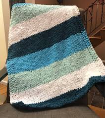 Check out our striped knit blanket selection for the very best in unique or custom, handmade pieces from our blankets & throws shops. Hand Knit Chunky Baby Blanket Bernat Blanket Stripes Yarn Gender Neutral Blanket Making Waves Blue Teal White 26 W X 32 L Chunky Knitting Patterns Hand Knit Blanket Extreme Knitting