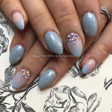 Get amazing almond nails with these easy steps. Dev Guy Almond Acrylics With Baby Blue Gel Polish With Pink And Blue Ombre And Swarovski Crystals Design Nail Technician Amy Mitchell On 17 August 2017 At 12 08
