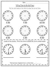 Half Hour Time Worksheet Time Worksheets Math Time Math Interactive