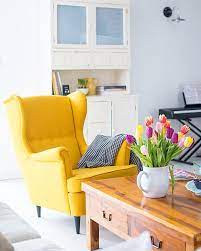 The reversible back cushion gives soft support for your back and two different sides to wear. Yellow Chair Mintyhouse Gelbes Wohnzimmer Wohnzimmersessel Gelbe Stuhle