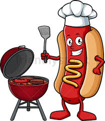 Hot Dog Grilling Cartoon Clipart Vector Friendlystock In 2020 Cartoon Clip Art Hot Dogs Cooking Clipart