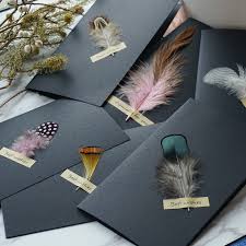 If you want to make a handmade greeting card, fold a sturdy piece of cardstock in half. Feather Black Handmade Diy Greeting Card Birthday Thanksgiving Folding Type Card Girlfriend Wedding Business Invitation Cards Buy At The Price Of 2 39 In Aliexpress Com Imall Com