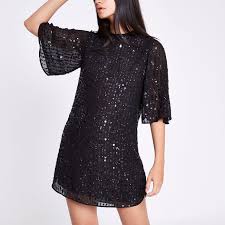 Black Sequin Swing Dress Swing Dress Black Sequins Dresses