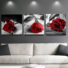 Red and black flowers home decor. Amoy Art Red Rose Flowers Gray Book Canvas Wall Art Pictures Canvas Prints For Home Decorations Rea Wall Decor Bedroom Modern Wall Decor Red Living Room Decor