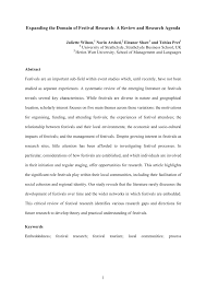 Pdf Expanding The Domain Of Festival Research A Review And Research Agenda