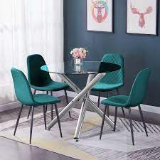 You may also like these other popular tables: 90cm Round Glass Dining Table And 4 Velvet Dining Chairs Set Green Kitchen Home 791342795913 Ebay