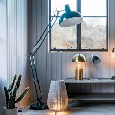 Aldwych Retro Giant Hinged Floor Lamp Teal Desk Lamp Floor Lamp Teal Lamp