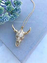 Longhorn Pendant Necklace Bull Skull Necklace 14k Gold Filled Necklace Gold Steer Head Necklace Boho 14k Gold Filled Necklace Gold Fill Necklace Skull Necklace
