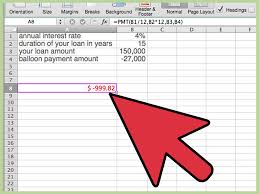 Spreadsheet for lease payment calculator. How To Calculate A Balloon Payment In Excel With Pictures