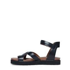 leren plateau sandalen met gespsluiting dames manfield sandalen zwarte sandalen zwart