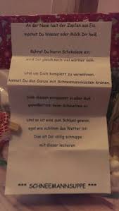 Schneemannsuppe wärmt von innen, dazu musst du so beginnen: 10 Give Aways Ideen Geschenke Geschenkideen Schneemannsuppe