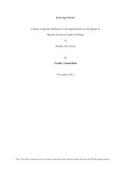 Grieving Forests A thesis in partial fulfilment of the requirements for the  degree of Master of Arts in Creative Writing of Rh