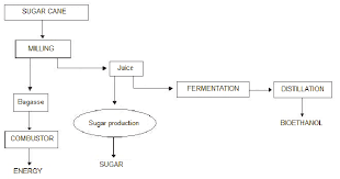 flow chart for bioethanol energy and sugar production from