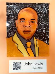 Portraits of Color 3/9: Malcolm X, painted by 8th Grader Trey Owens!