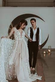 Esther The Celestial Inspired Wedding Dress Daci Gowns Fantasy Wedding Dresses Wedding Dresses Celestial Wedding