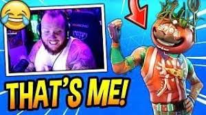 Timthetatman Reacts To Getting His Own Skin Tomatohead Crown Fortnite Funny Savage Moments Fortnite Funny In This Moment