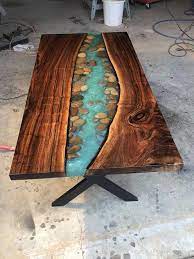 Are you getting yourself prepared for buying a live edge epoxy coffee table for yourself? River Table Wirh Walnut And River Stone Live Edge Coffee Etsy Wood Resin Table Wood Table Design Resin Furniture