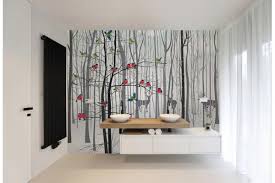 Baignoire et accessoires salle de bain. Papier Peint Salle De Bain Refuge Deco Nature