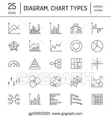 Vector Illustration Chart Types Flat Line Icons Linear