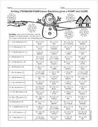 Christmas Standard Form Given A Point And Slope Coloring Activity Writing Linear Equations Writing Standards Writing Equations