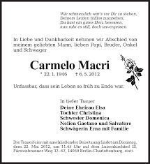 Traueranzeigen von Carmelo Macri
