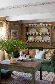 Get The Look Use Stencils To Incorporate Inspired Irish Design Rustic Living Room Design Rustic Living Room Cottage Living Rooms