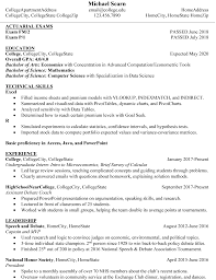 Your college student internship resume is going to look a lot like a regular student resume. Third Year Student Summer 2019 Internship Resume Actuary