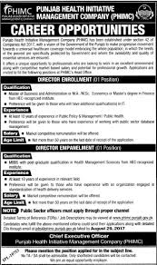 Punjab Health Initiative Management Company Jobs Vacancies Career Company Job Management Company Jobs In Pakistan