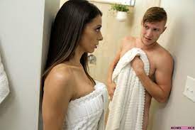 Horny woman Eva Long seduces her stepson while hes taking a shower -  PornPics.com